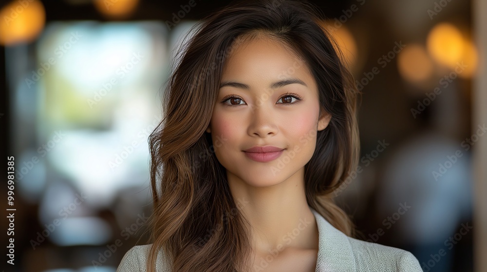 custom made wallpaper toronto digitalPortrait of a confident professional woman in a business setting, representing empowerment, leadership, and modern success in the corporate world.