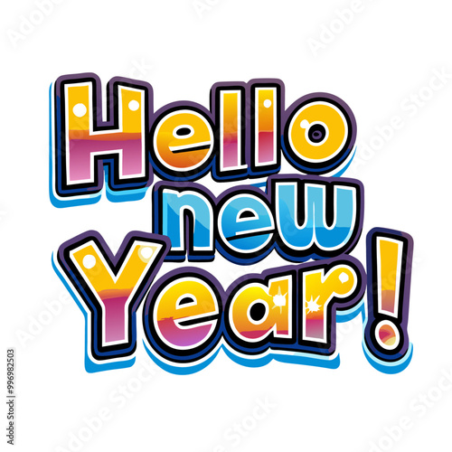 Hello new year font design on a isolated white background (4)