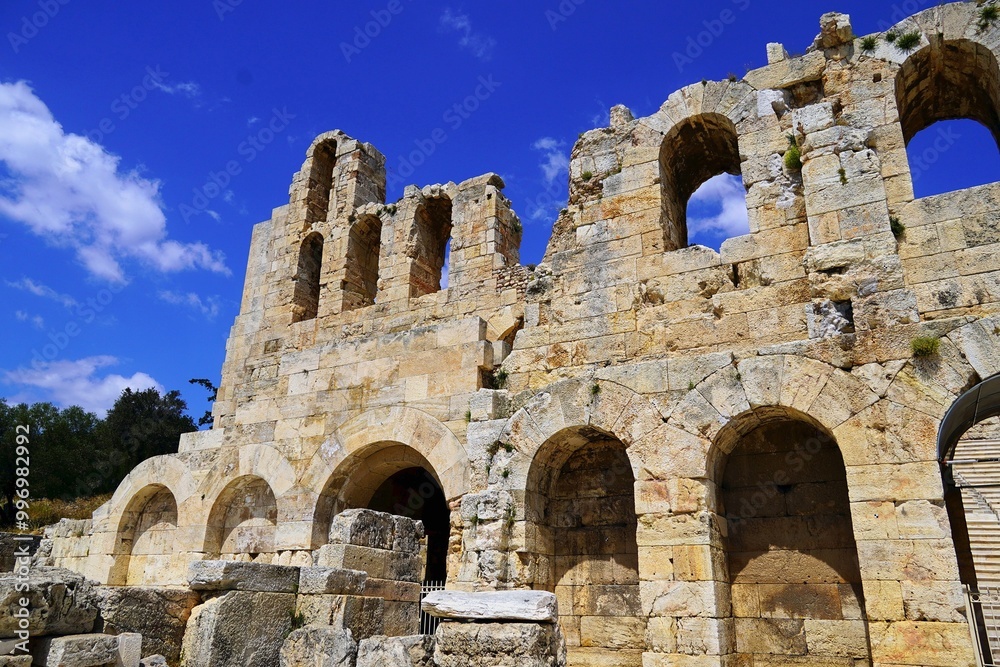 Part of the outer wall of the Odeon of Herodes Atticus, or Herodeon, in Athens, Greece Part of the outer wall of the Odeon of Herodes Atticus, or Herodeon, in Athens, Greece
