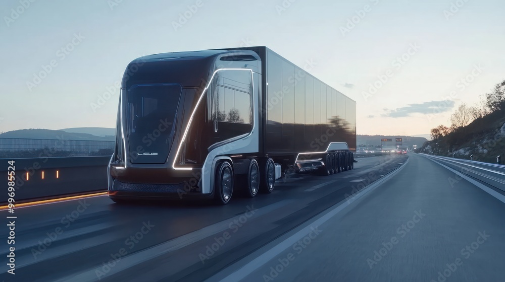 High-tech autonomous trucking on a highway