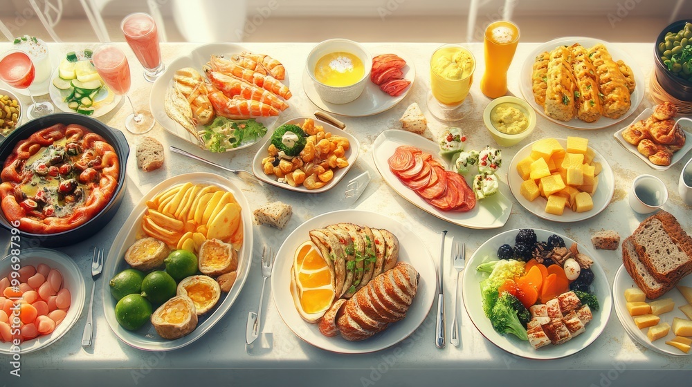 Fototapeta premium MAny different types of food on the table