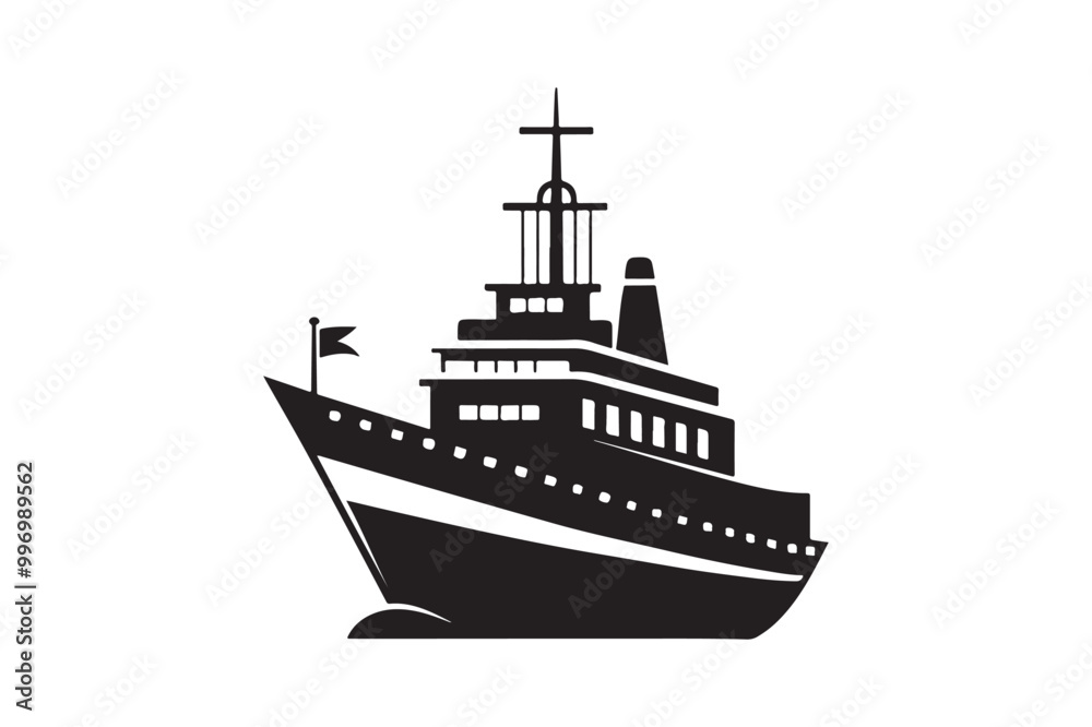 Obraz premium Fishing Boat silhouette vector illustration, Fishing Boat silhouette vector 