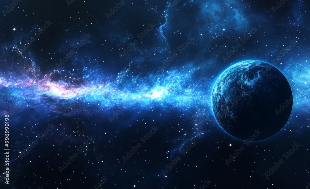 Obraz premium Illustration of outer space and the speed of light in 3D.