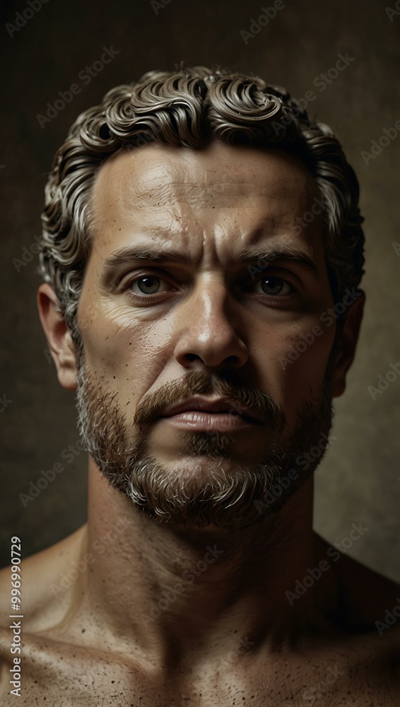 Portrait of a heroic figure. Portrait of a heroic figure.