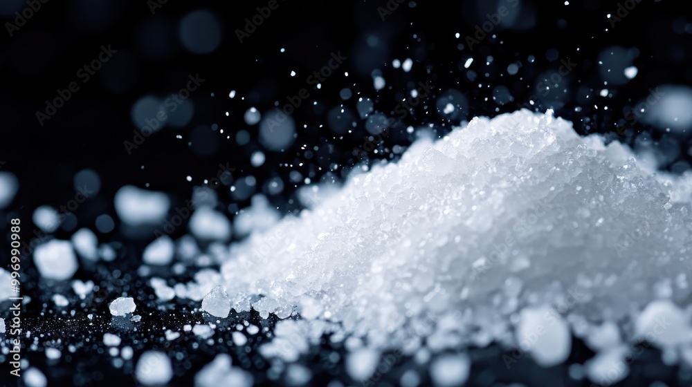 A macro photograph showcasing salt crystals in a sparkling white pile, with each crystal uniquely detailed and highlighted, emphasizing the crystalline beauty and purity of salt. A macro photograph showcasing salt crystals in a sparkling white pile, with each crystal uniquely detailed and highlighted, emphasizing the crystalline beauty and purity of salt.