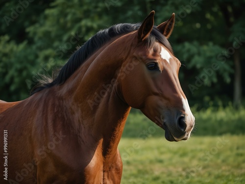 Portrait of beautiful stallions, Trakehner breed.