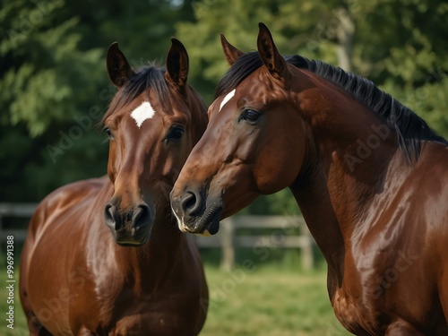 Portrait of beautiful stallions, Trakehner breed.