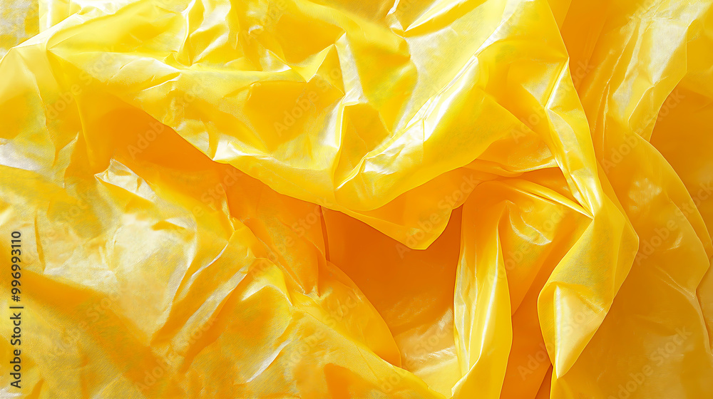Close up of yellow garbage bag, trash bag texture Close up of yellow garbage bag, trash bag texture