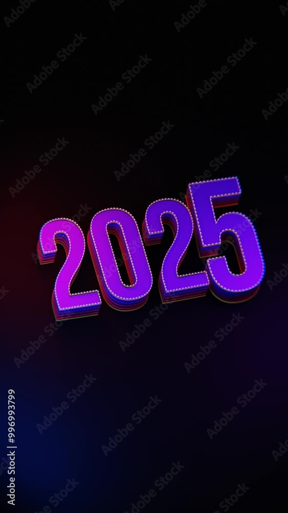 Purple New Year 2025 Text Pop-up Effect Vertical Animation Purple New Year 2025 Text Pop-up Effect Vertical Animation