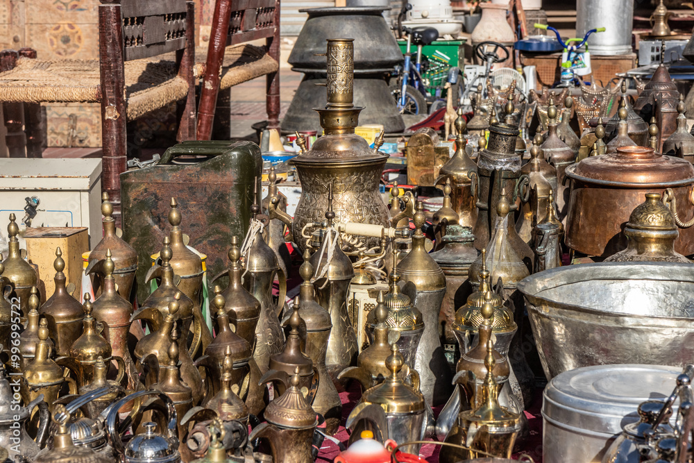 Fototapeta premium Antiquities for sale at Souq Al Zel market in Riyadh, Saudi Arabia