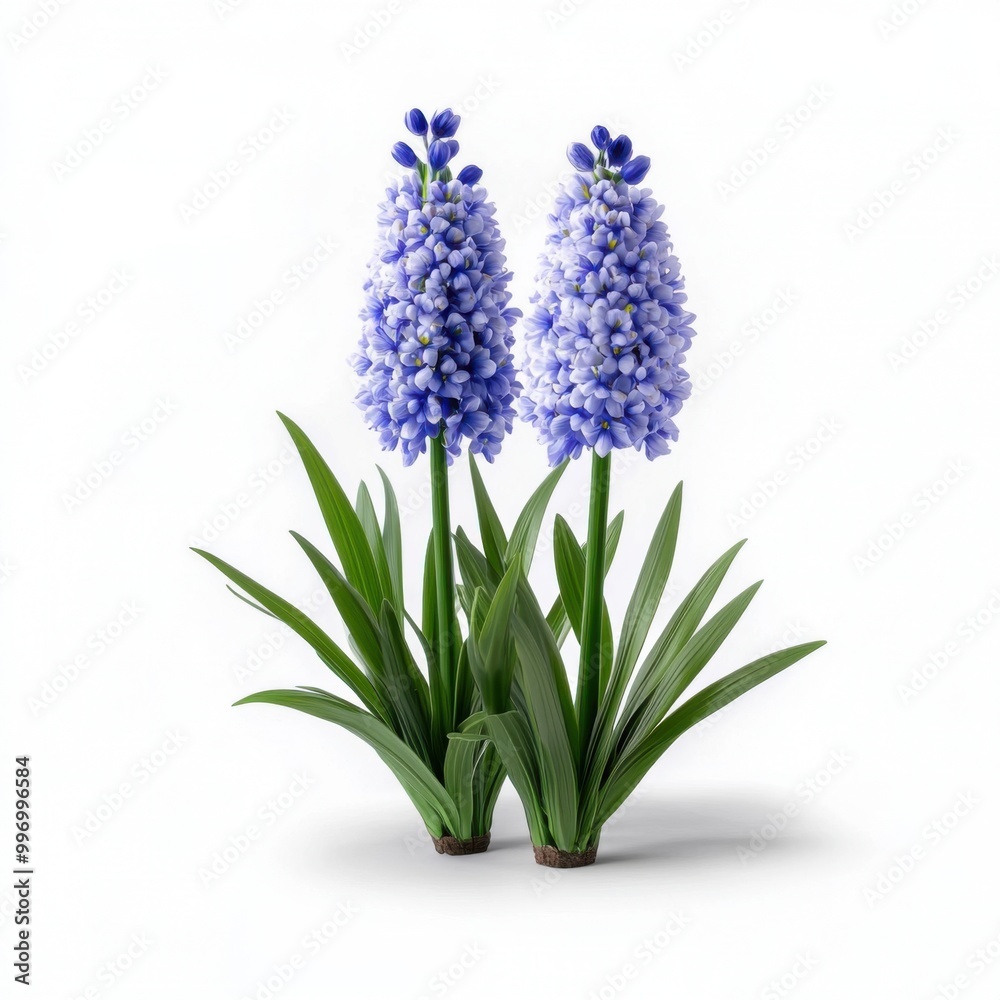 Obraz premium Beautiful Hyacinth Flowers on White Background