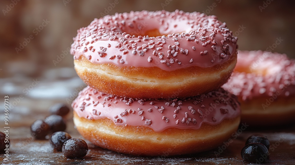 Pink Glazed Donuts with Sprinkles: A Sweet Treat Pink Glazed Donuts with Sprinkles: A Sweet Treat