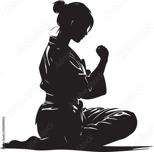 Basic Female Jiu-Jitsu Pose Logo