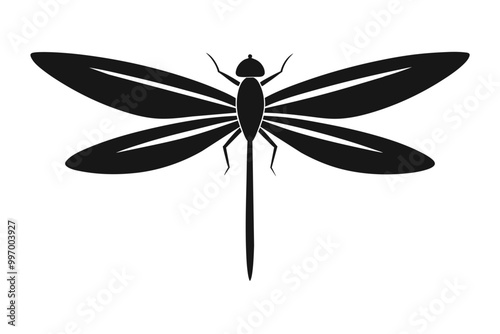 A Dragonfly logo, Dragonfly abstract concep, silhouette black vector art illustration photo