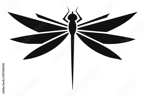 A Dragonfly logo, Dragonfly abstract concep, silhouette black vector art illustration photo