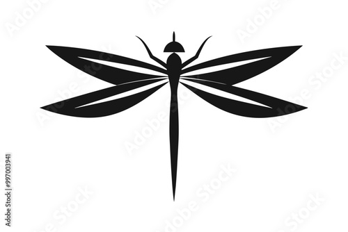 A Dragonfly logo, Dragonfly abstract concep, silhouette black vector art illustration photo