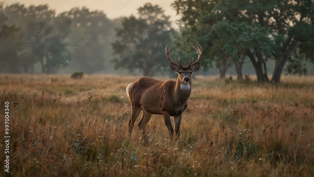 Serene Deer in Soft Field Hues Serene Deer in Soft Field Hues
