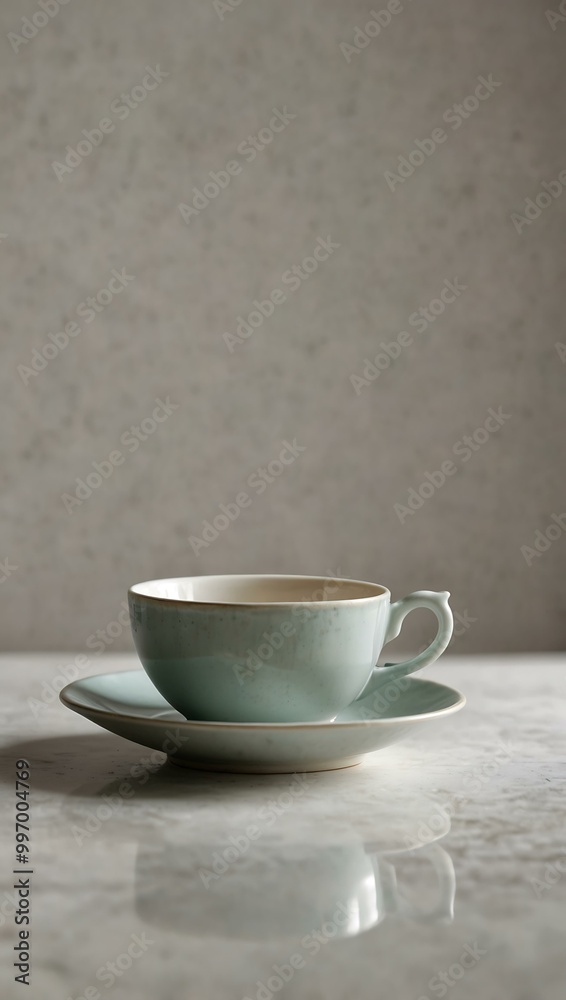 Serene tea cup against a flowing white background. Serene tea cup against a flowing white background.