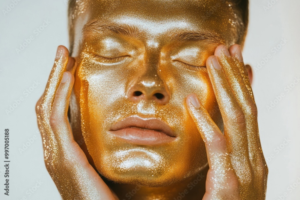 Golden Portrait with Shimmering Makeup