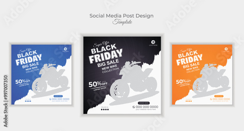 Motorcycle advertises sale new collection black Friday set social media post design