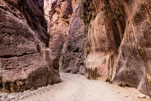 Path in Wadi Lajab canyon, Saudi Arabia photo