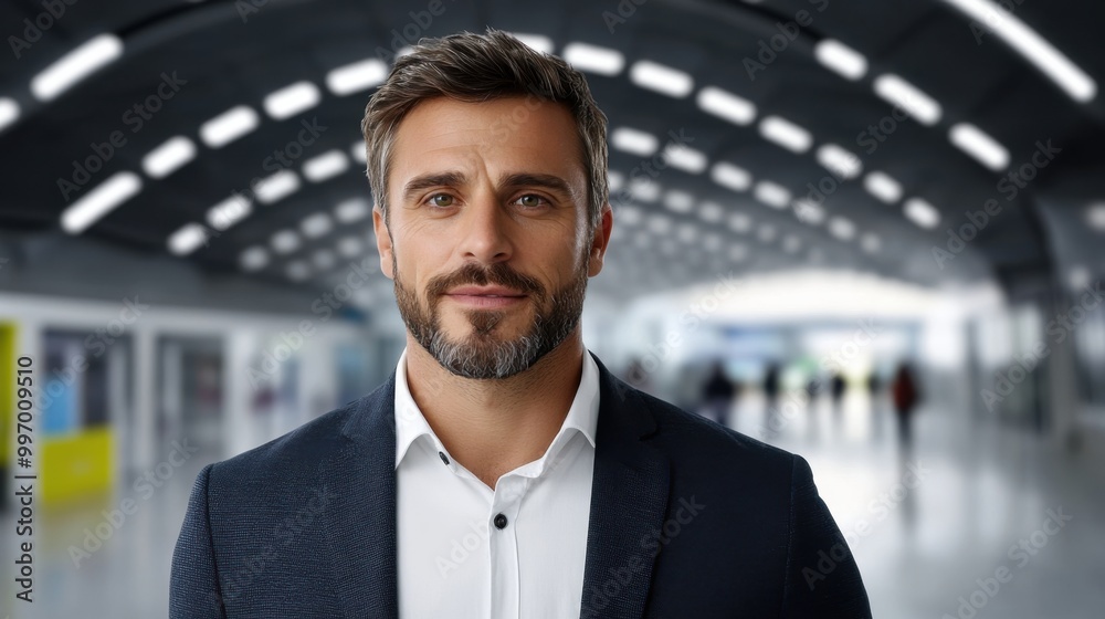 Fototapeta premium Confident Man in Modern Commerce Space