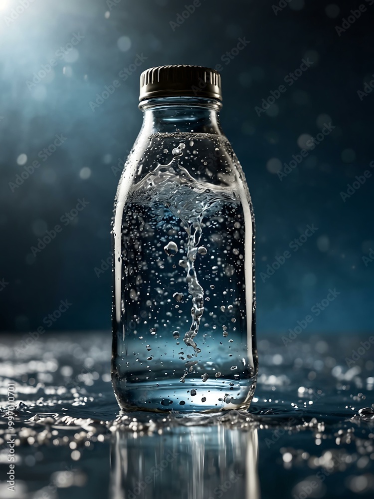 Sparkling or purified water bottle against a splash background. Sparkling or purified water bottle against a splash background.