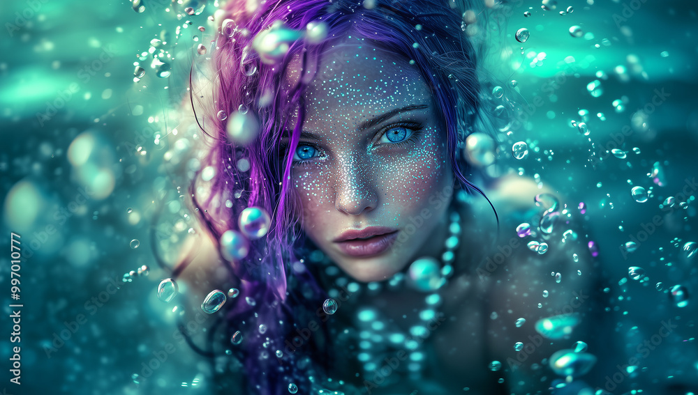 art mermaid,sea princess, lady, model,on the background of bubbles and the sea, glitter, in the sea art mermaid,sea princess, lady, model,on the background of bubbles and the sea, glitter, in the sea