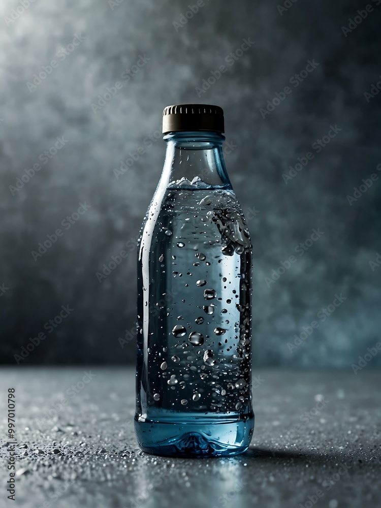 Sparkling or purified water bottle against a splash background. Sparkling or purified water bottle against a splash background.
