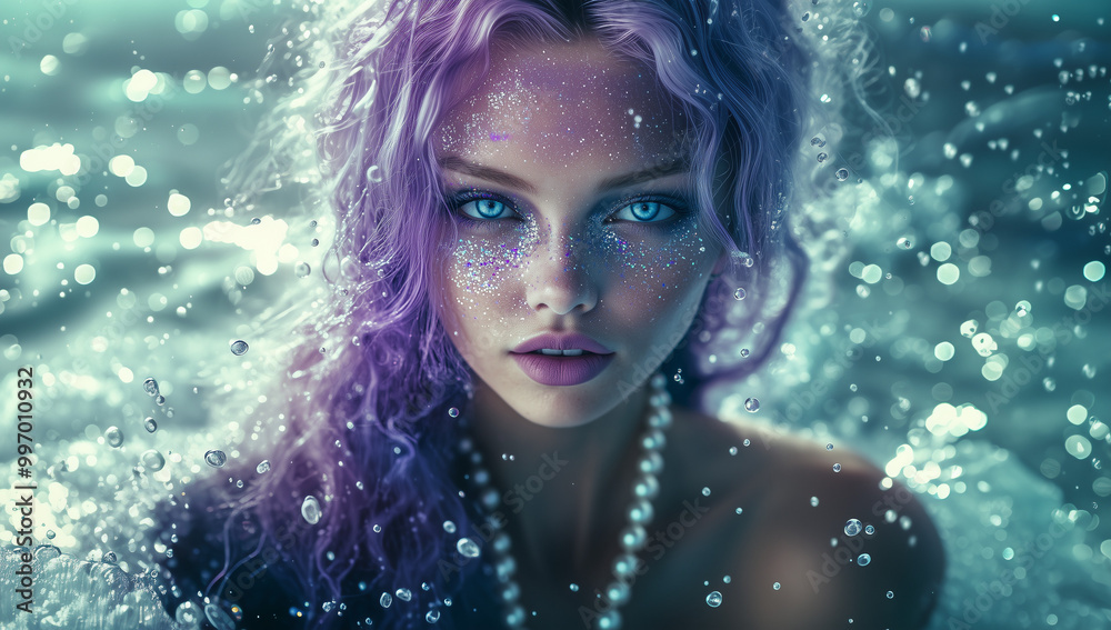 art mermaid,sea princess, lady, model,on the background of bubbles and the sea, glitter, in the sea art mermaid,sea princess, lady, model,on the background of bubbles and the sea, glitter, in the sea