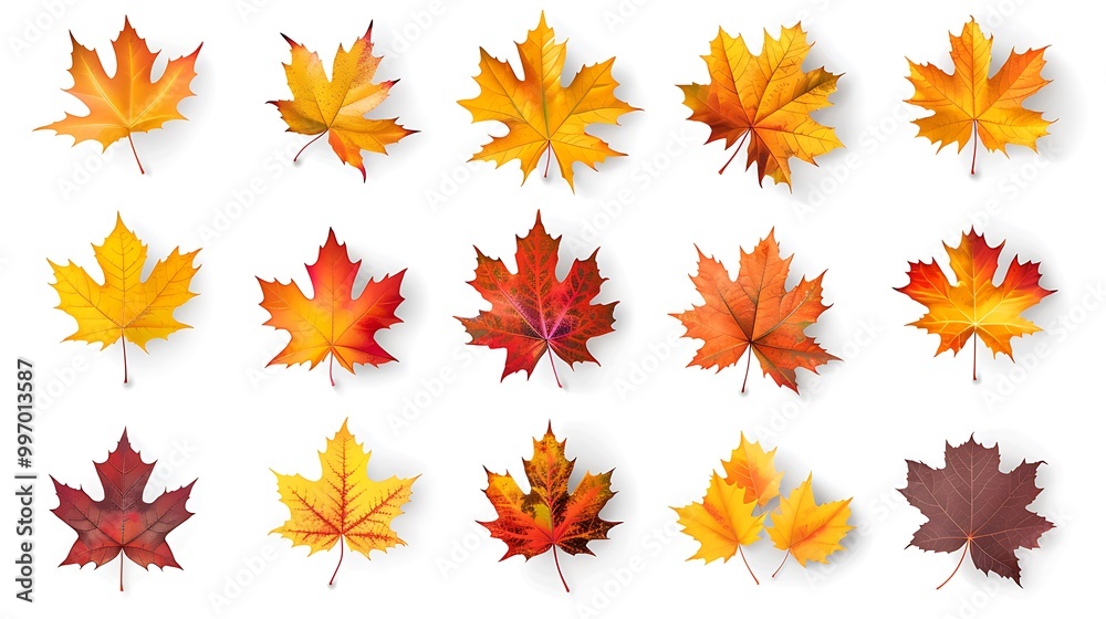 Fall and autumn leaves isolated on a white background collection Aİ Generative Fall and autumn leaves isolated on a white background collection Aİ Generative