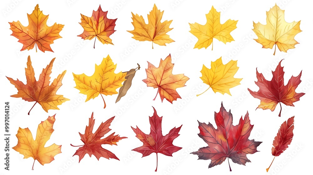 Fall and autumn leaves isolated on a white background collection Aİ Generative Fall and autumn leaves isolated on a white background collection Aİ Generative