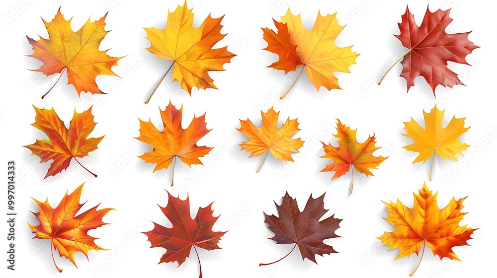 Fall and autumn leaves isolated on a white background collection Aİ Generative Fall and autumn leaves isolated on a white background collection Aİ Generative