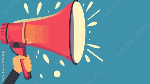 Now Hiring Megaphone Announcement Vector Illustration Concept for Job Vacancies Recruitment Campaigns and Employment Ads