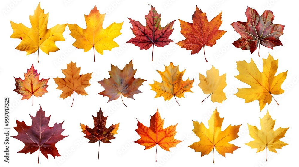 Colorful autumn leaves set isolated on white background ai generative Colorful autumn leaves set isolated on white background ai generative