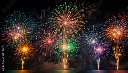 Stunning colorful fireworks display.