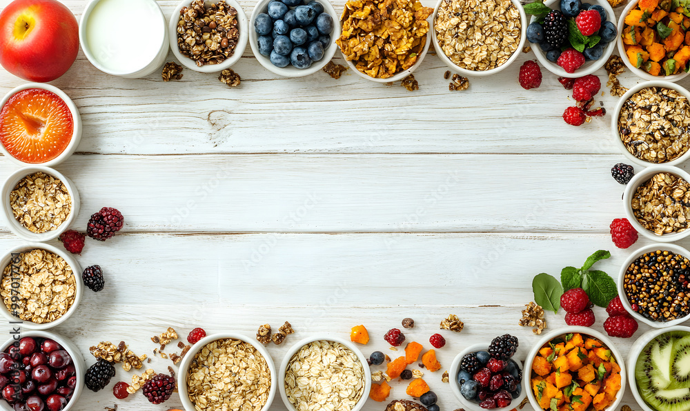 Healthy Breakfast with Oats, Berries, and Nuts Healthy Breakfast with Oats, Berries, and Nuts