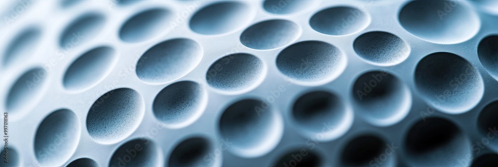 Dimpled golf ball texture, focusing on the repetitive patterns and smooth surface