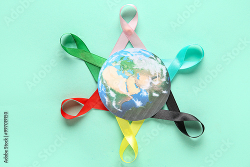 Colorful ribbons and paper ...