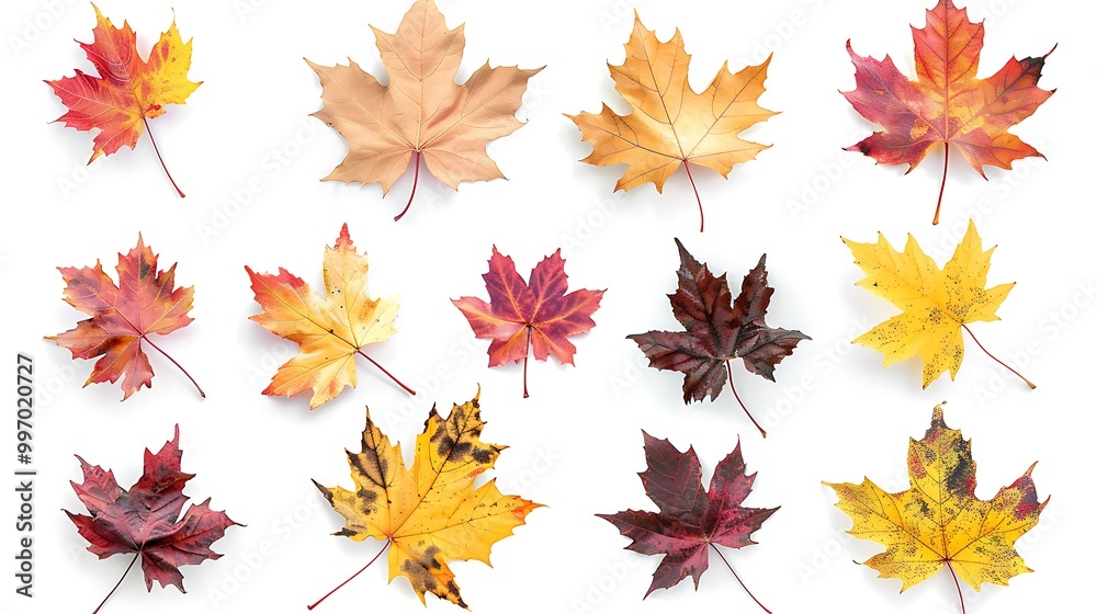 Colorful autumn leaves set isolated on white background Al Generative Colorful autumn leaves set isolated on white background Al Generative