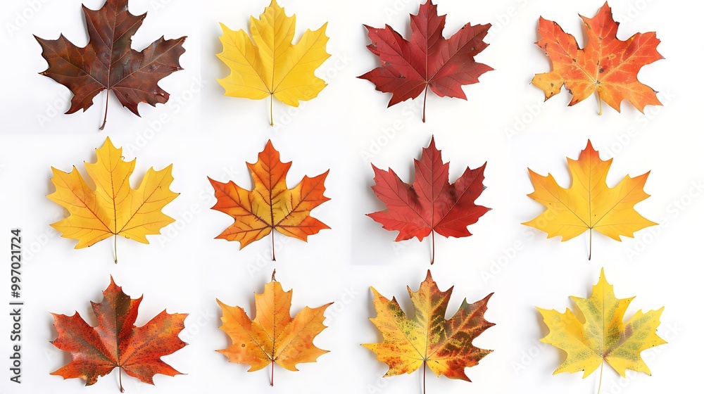 Colorful autumn leaves set isolated on white background Al Generative Colorful autumn leaves set isolated on white background Al Generative