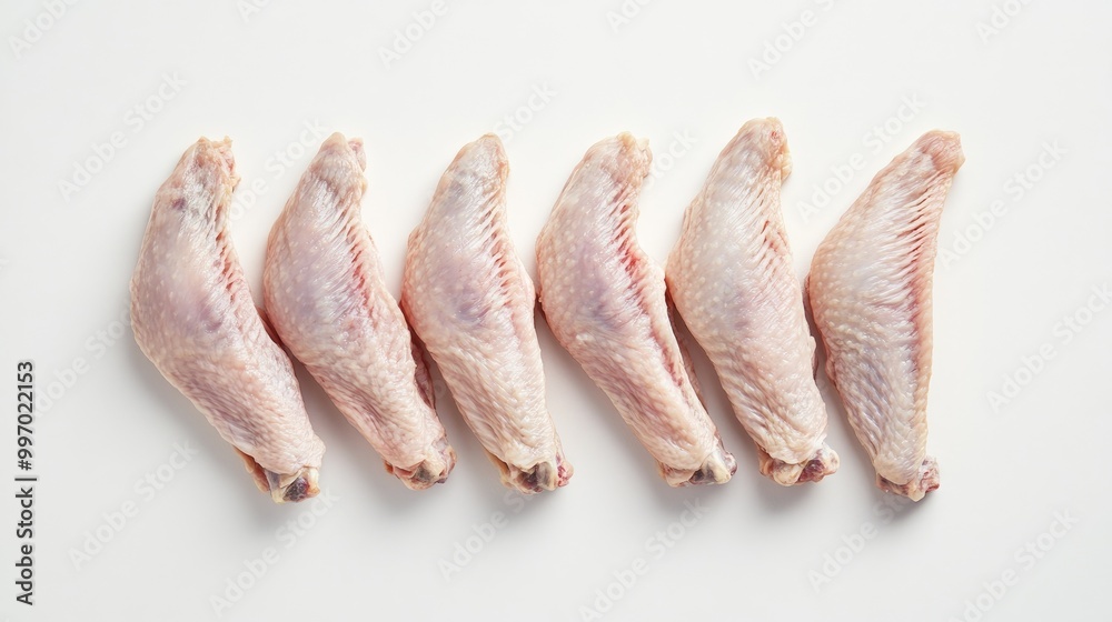 Uncooked turkey wings neatly arranged on a white background, focusing on the quality and presentation of the poultry for culinary purposes. Uncooked turkey wings neatly arranged on a white background, focusing on the quality and presentation of the poultry for culinary purposes.
