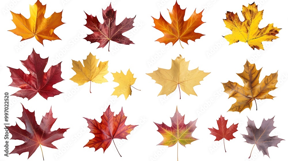 Colorful autumn leaves set isolated on white background Al Content Colorful autumn leaves set isolated on white background Al Content