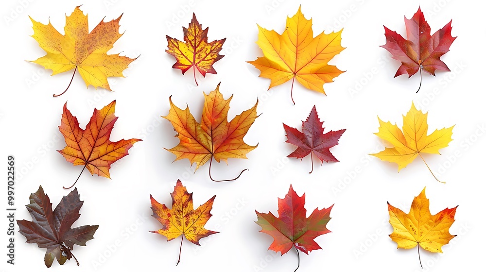 Colorful autumn leaves set isolated on white background Al Content Colorful autumn leaves set isolated on white background Al Content