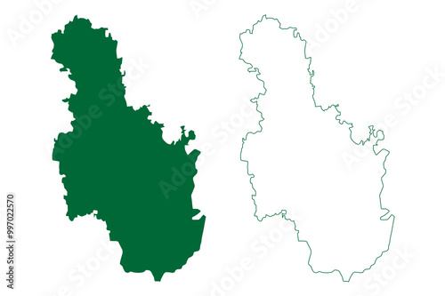 Ramanagara district (Karnataka State, Republic of India, Bangalore Division) map vector illustration, scribble sketch Ramanagara map