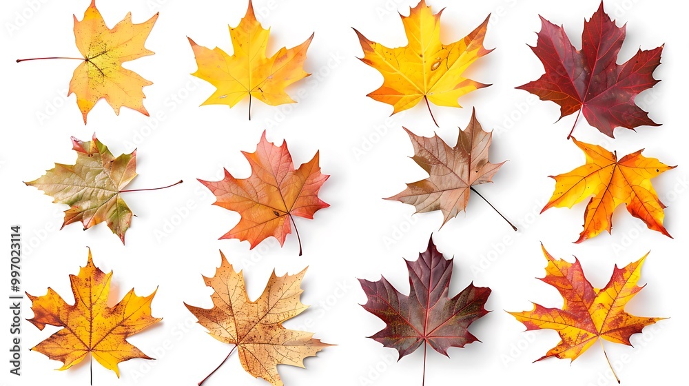 Colorful autumn leaves set isolated on white background Al Content Colorful autumn leaves set isolated on white background Al Content