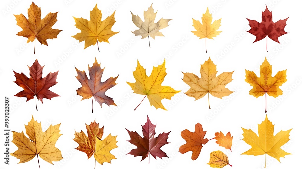 Colorful autumn leaves set isolated on white background Al Content Colorful autumn leaves set isolated on white background Al Content