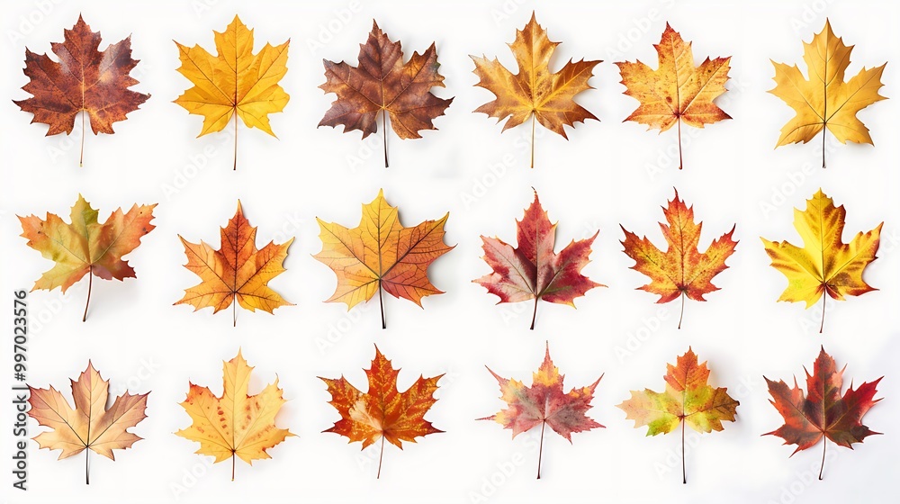 Colorful autumn leaves set isolated on white background Al Content Colorful autumn leaves set isolated on white background Al Content