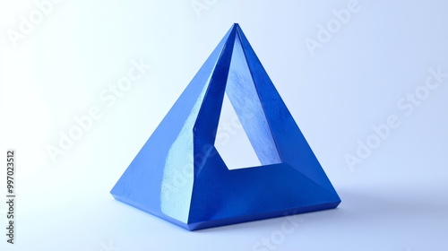 Featuring a tilted blue triangle outline, this composition is abstract