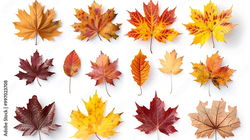 Colorful autumn leaves set isolated on white background Al Content Colorful autumn leaves set isolated on white background Al Content